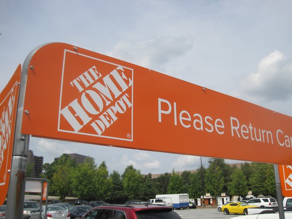 A shopping-cart return area at Home Depot