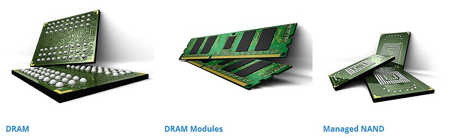 Three of Micron's memory product categories -- DRAM, DRAM Modules, and Managed NAND.