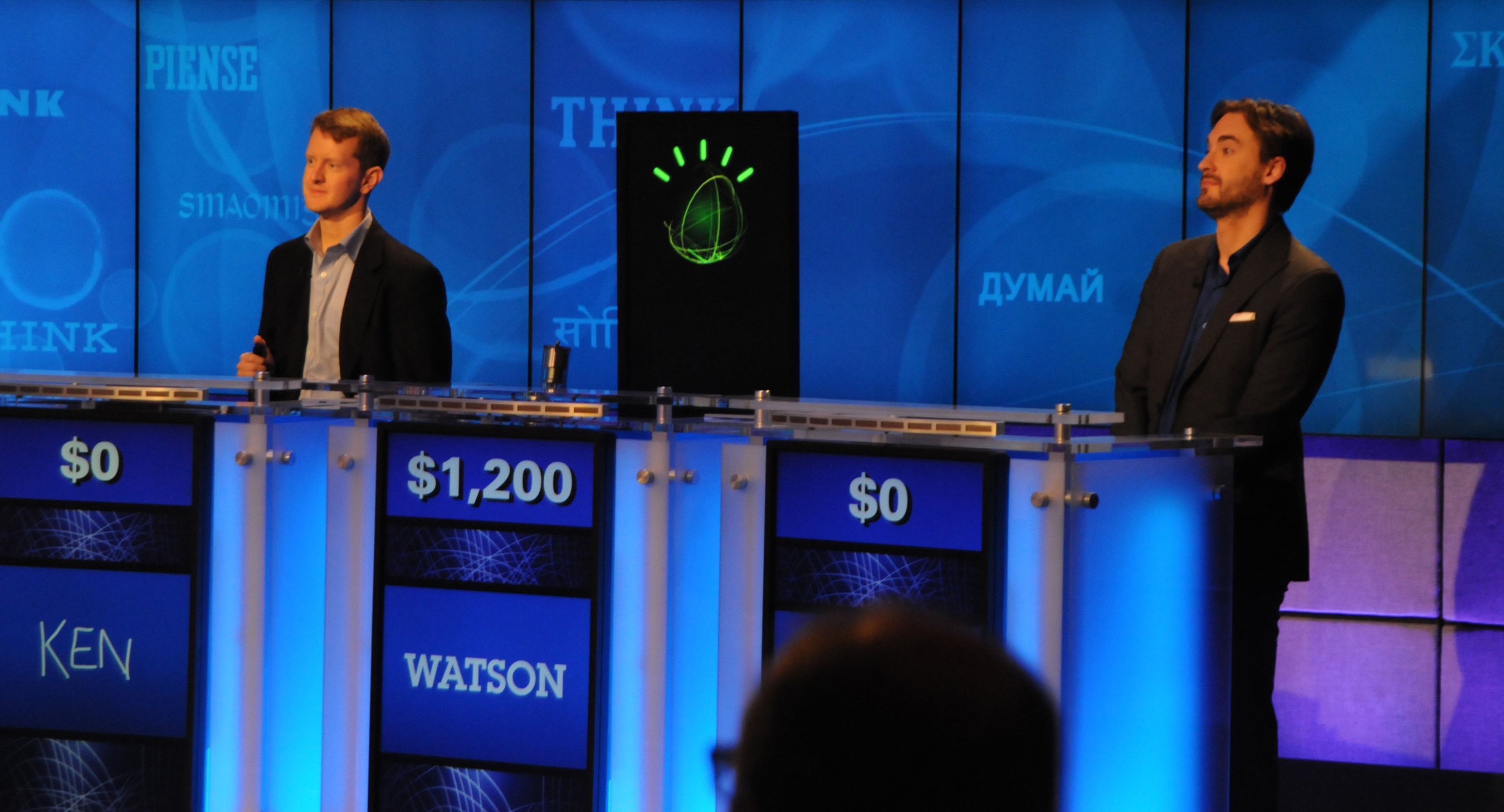 IBM Watson vs. Ken Jennings and Brad Rutter in a rollicking game of "Jeopardy!"