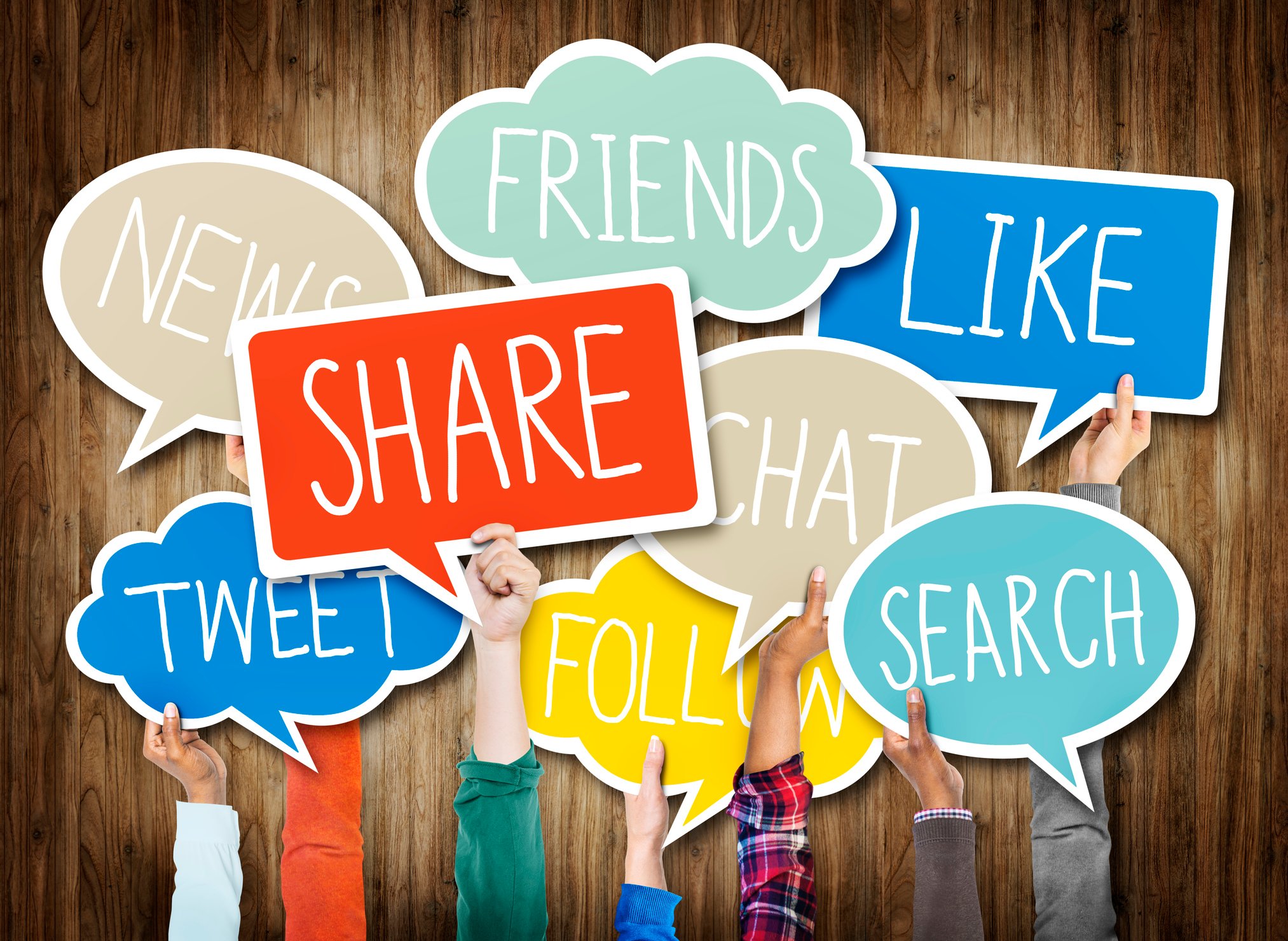 Social Media Hands Holding Cutouts