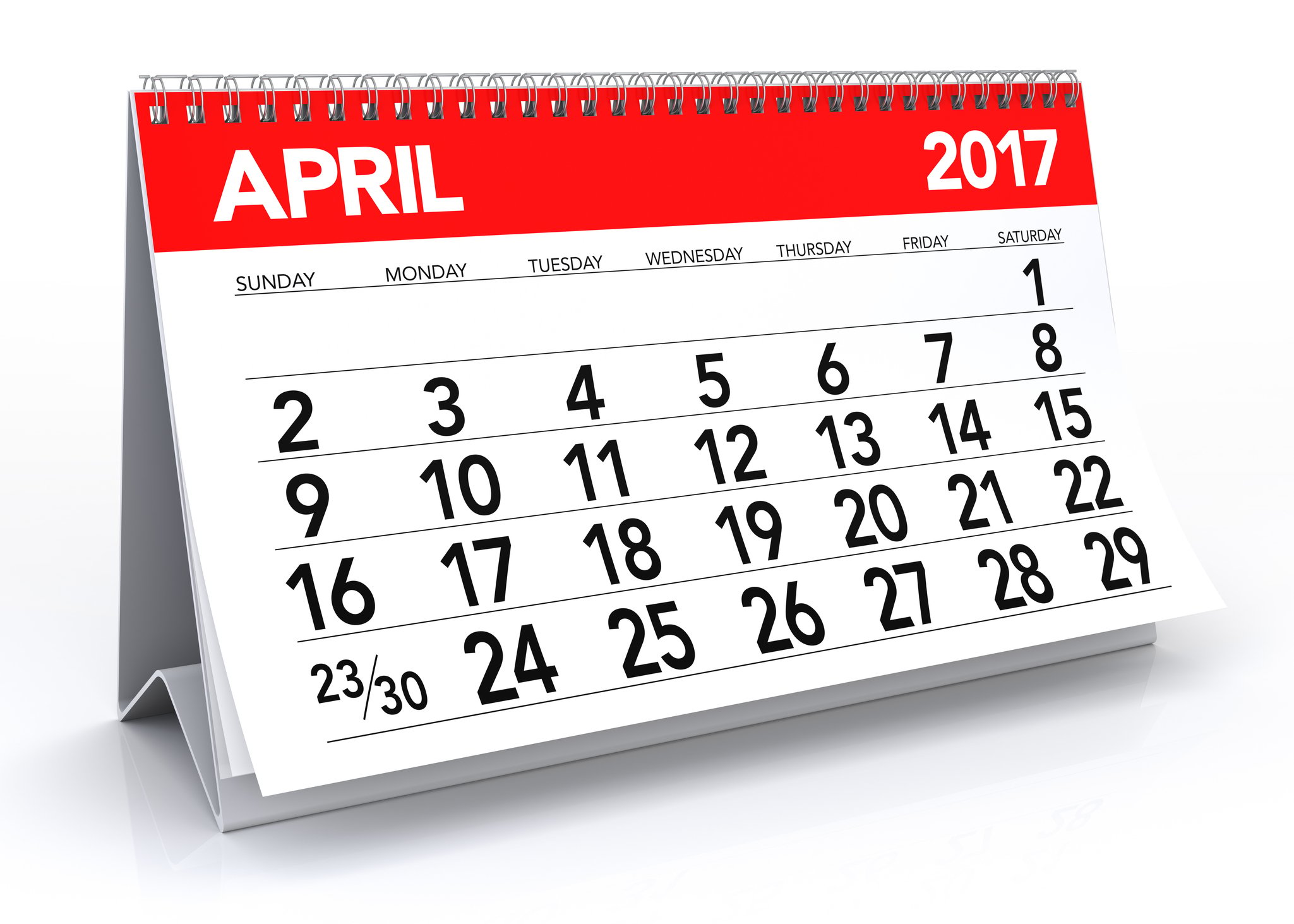 April 2017 calendar