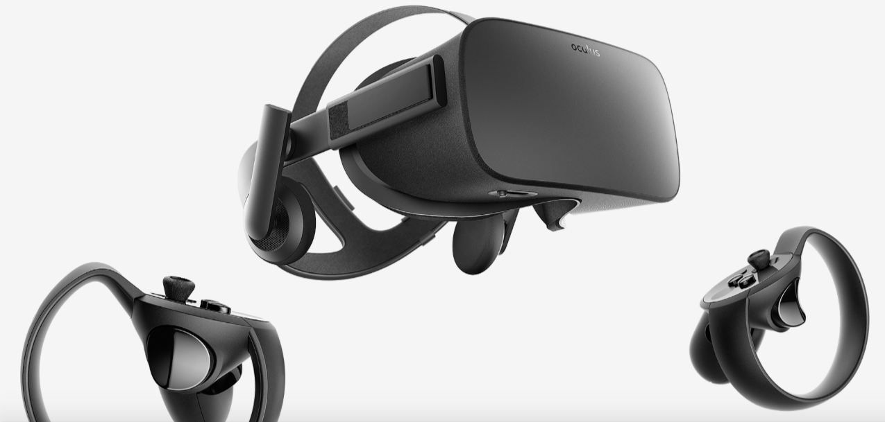 Image of Oculus Rift VR headset and VR controllers.