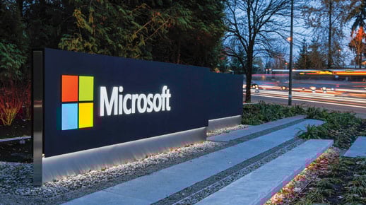 A board with Microsoft sign.
