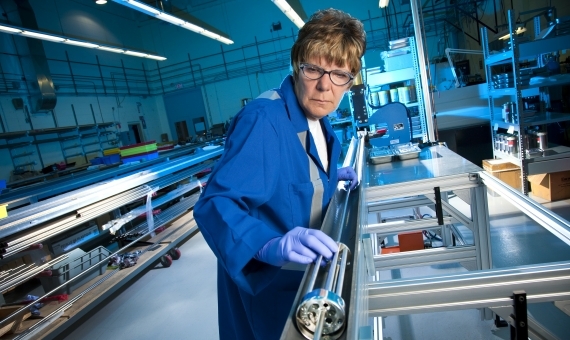 A Cameco employee working at a uranium processing facility. 
