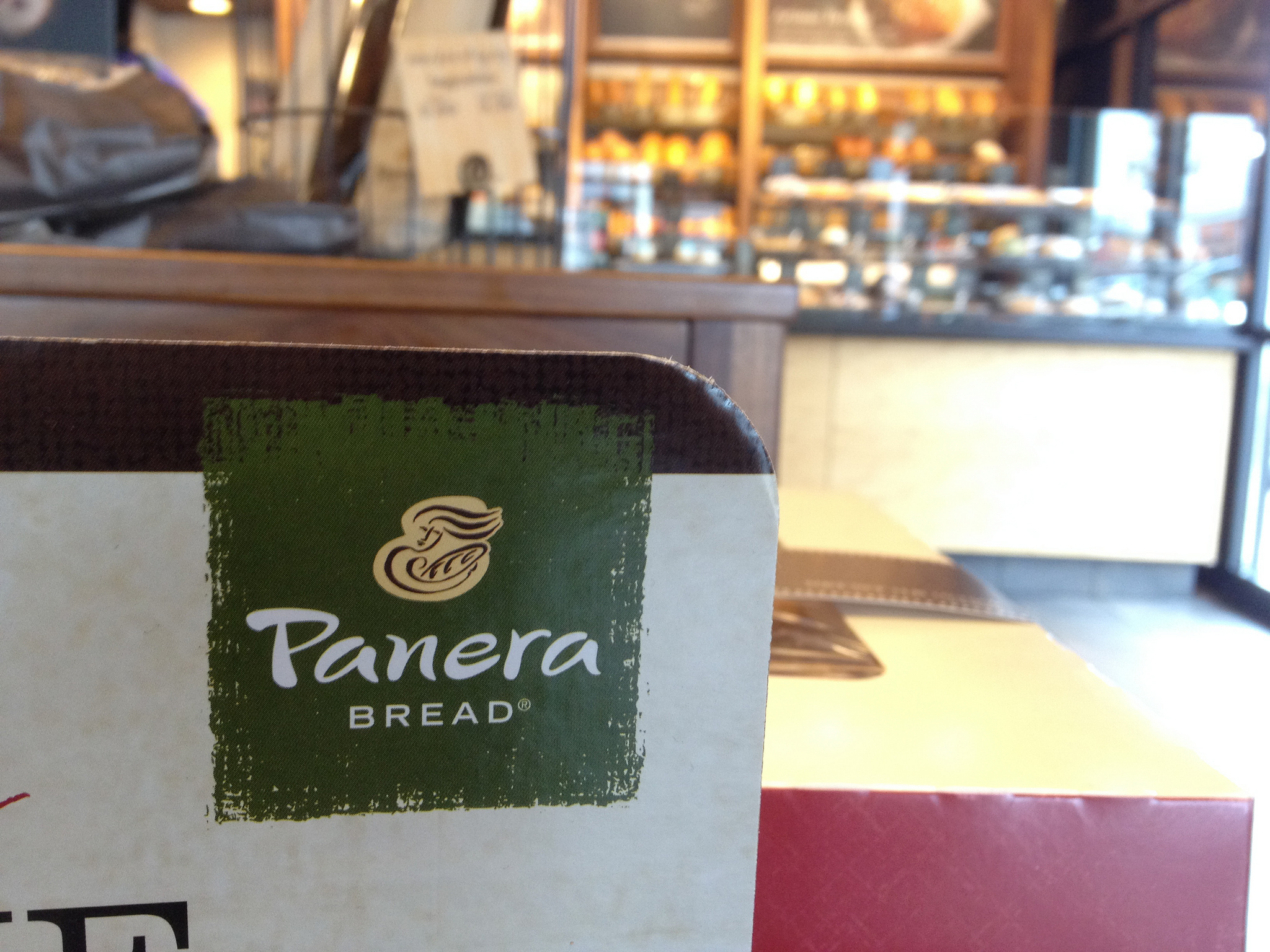 A counter at a Panera cafe