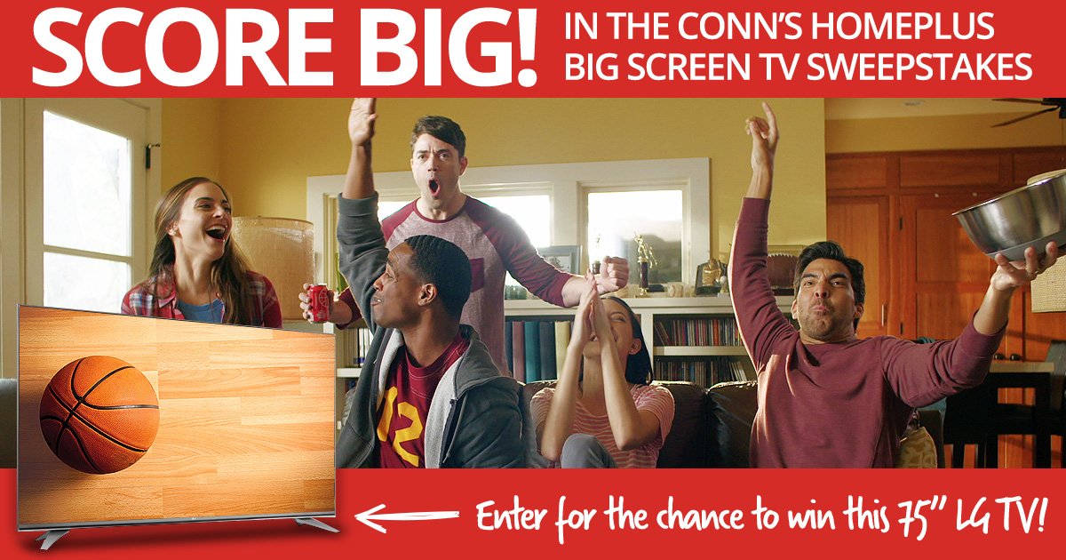 A Conn's ad for a big-screen TV giveaway