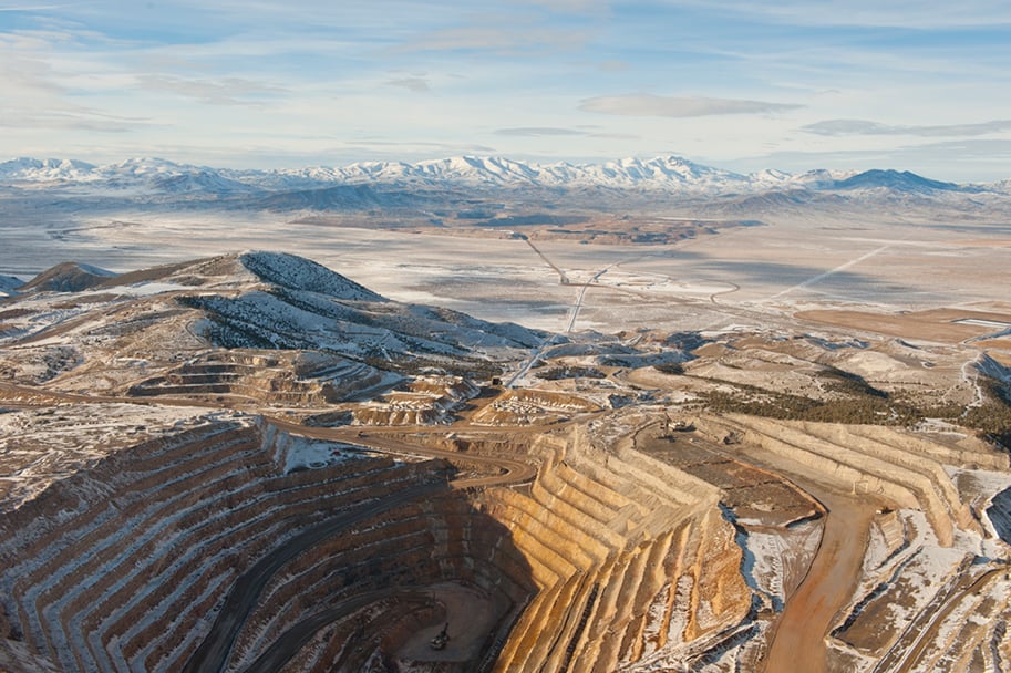 An aerial view of the Cortez mine.