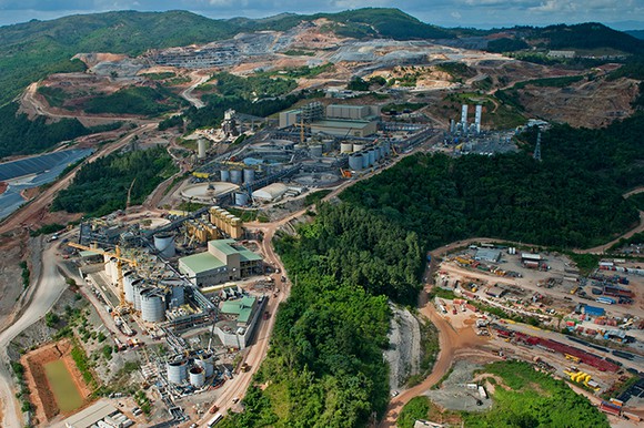 An aerial view of the Pueblo Viejo processing plant.