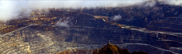 An aerial view of the Grasberg mine.