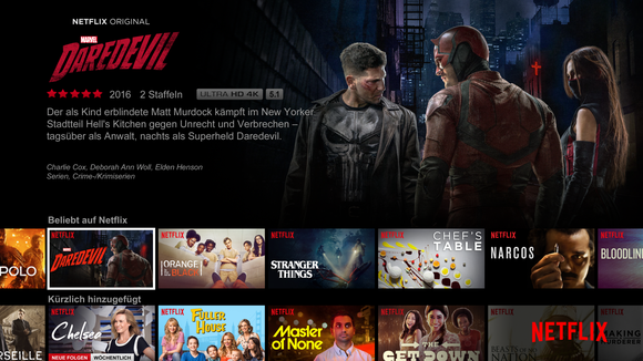 Netflix website featuring Marvel's Daredevil in German.