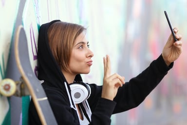 Social Media Skater Girl Taking a Selfie