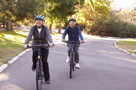 Older couple on bike ride