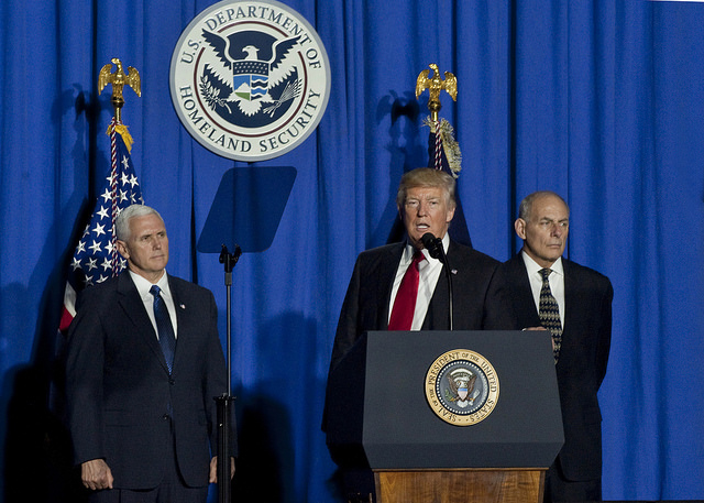 President Trump addressing Homeland Security employees. 