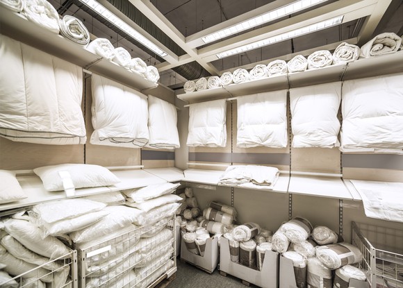 Home furnishings and bedding on display