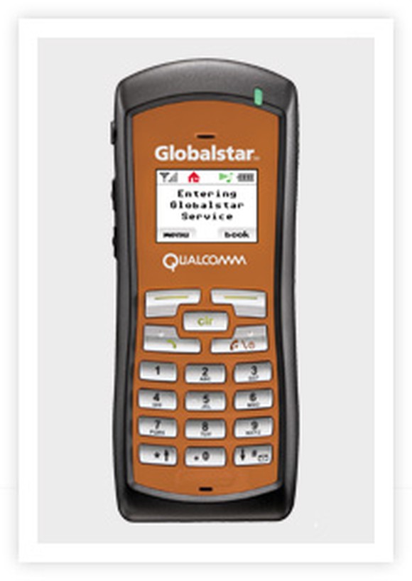 The rugged satellite phone, pictured in copper and black.