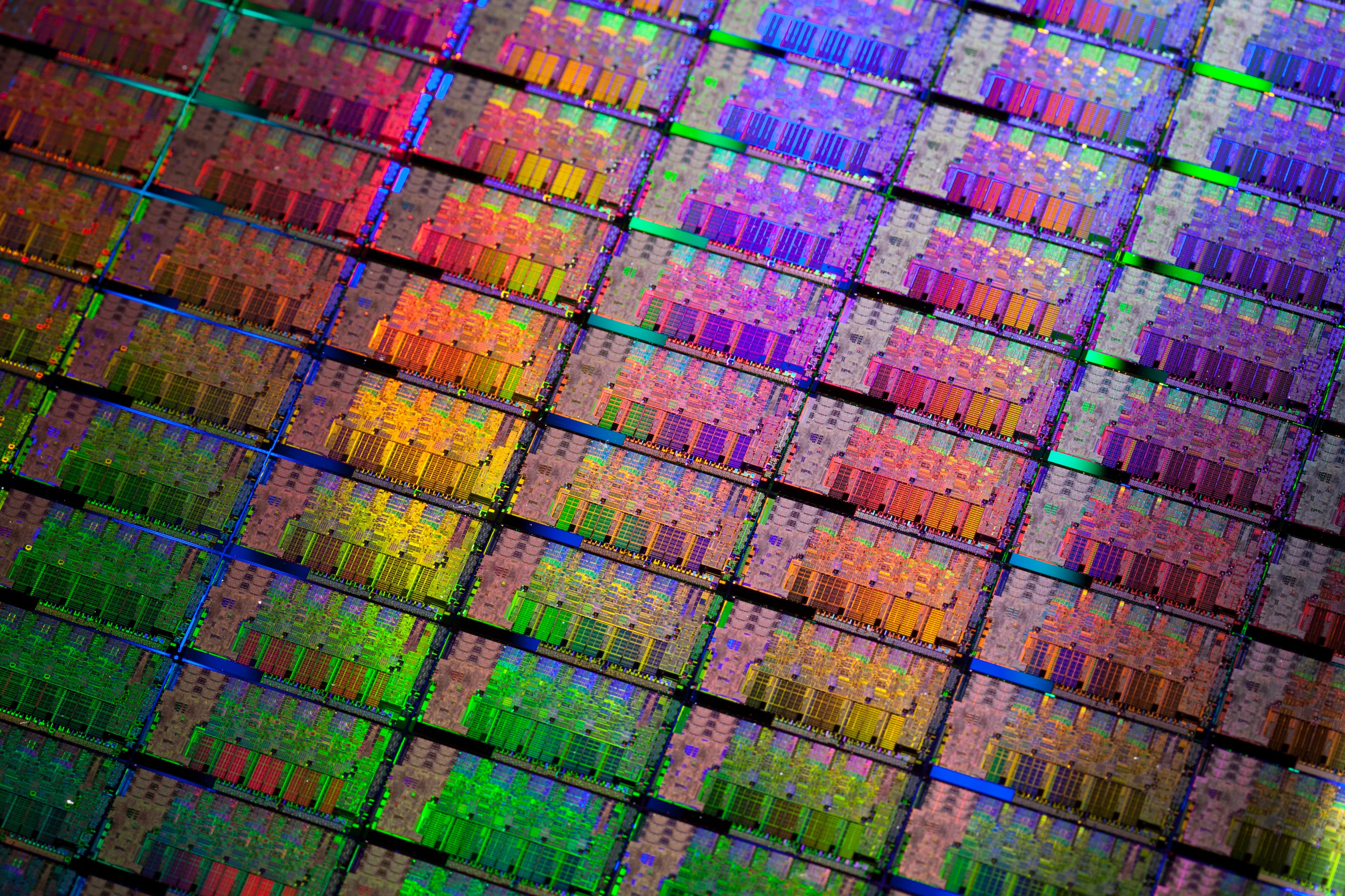 A wafer of Intel processors. 
