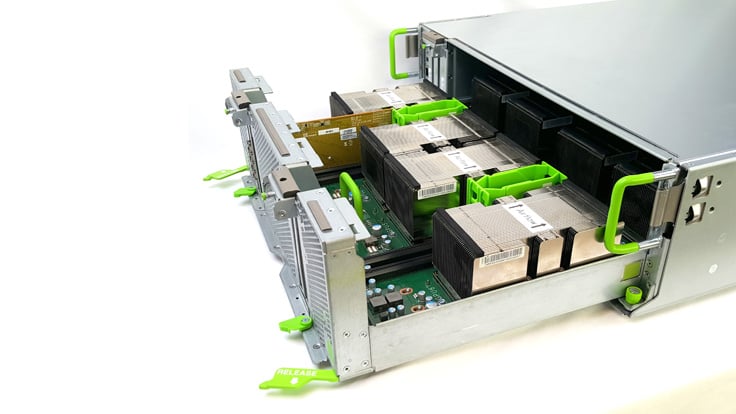 Big Basin AI server pulled open to show interior.