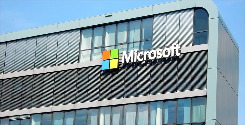 The exterior of a Microsoft building.