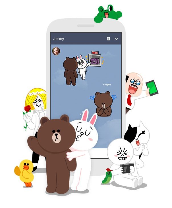 A conversation featuring stickers on LINE's mobile app.