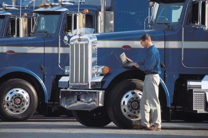 A fleet of trucks.