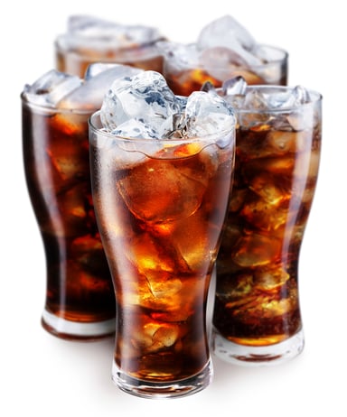 Soda 5 Vintage Glasses With Ice Cold Cola