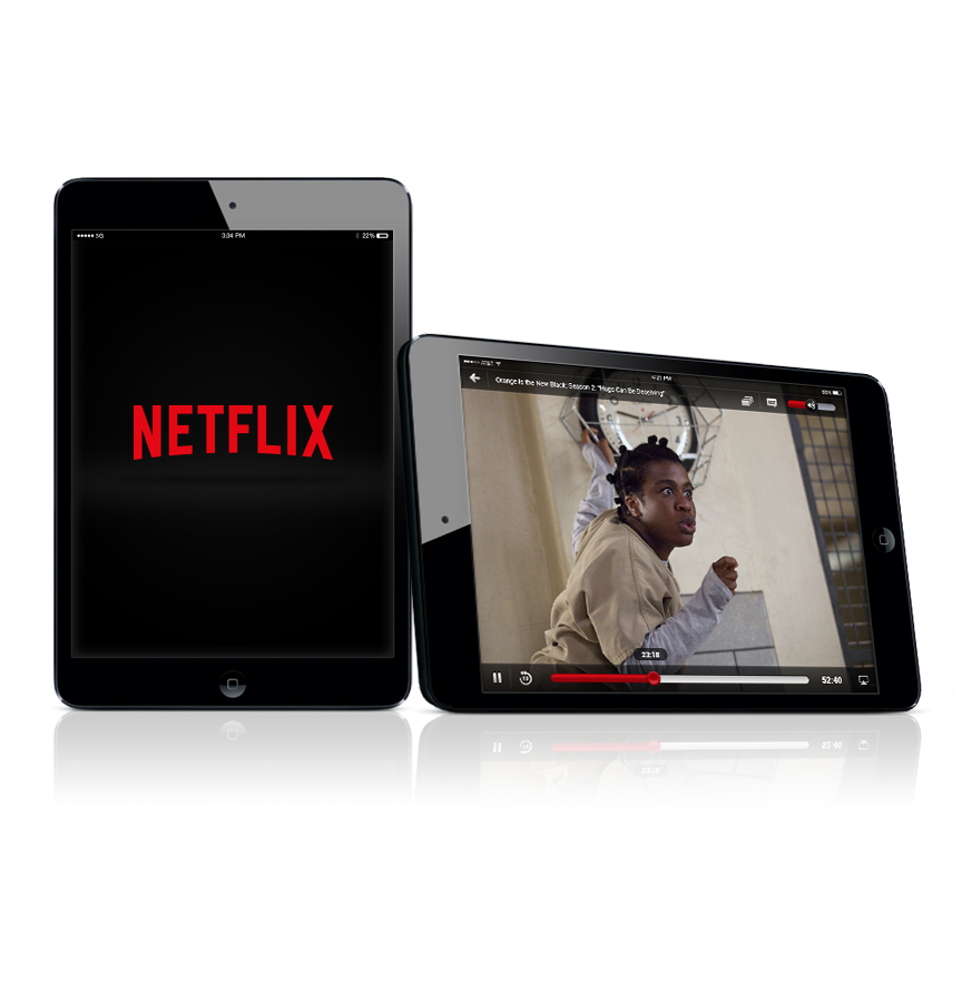 Netflix content displayed on two tablets.
