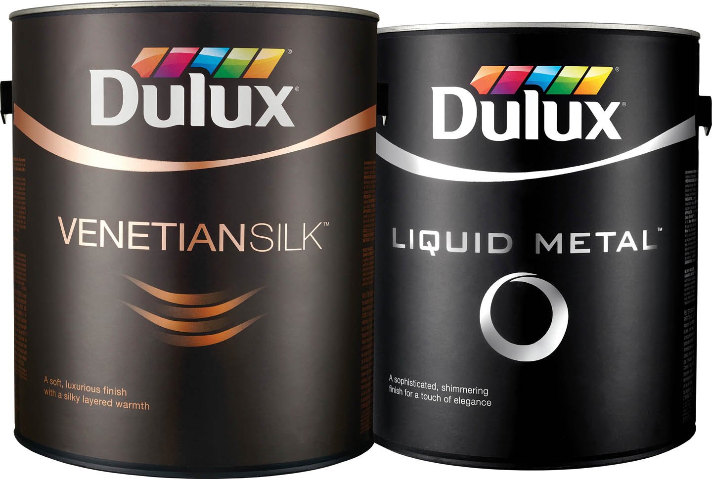 Dulux Venetian Silk paint cans.
