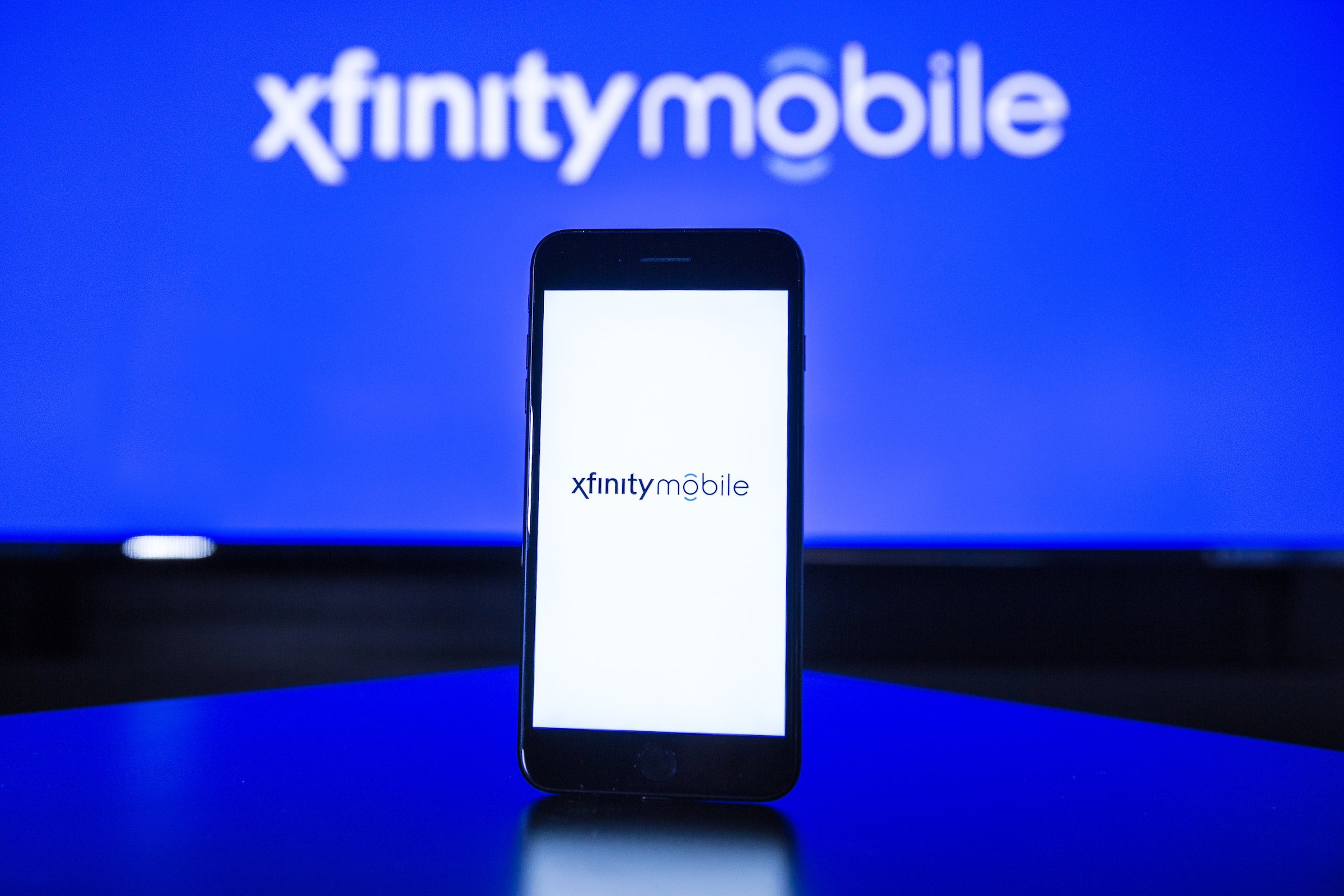 Xfinity Mobile logo on an iPhone.
