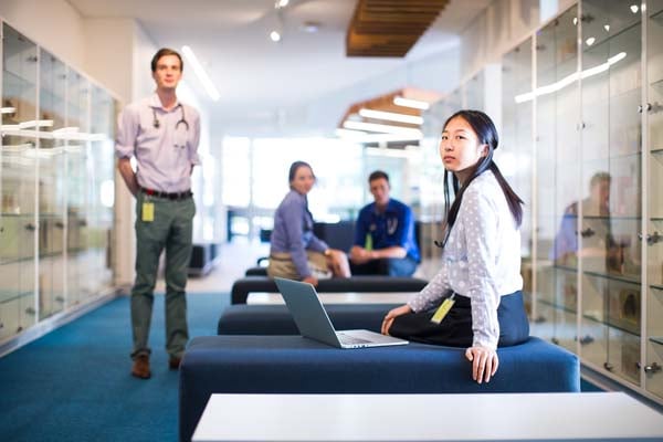 Employees working in an office. 