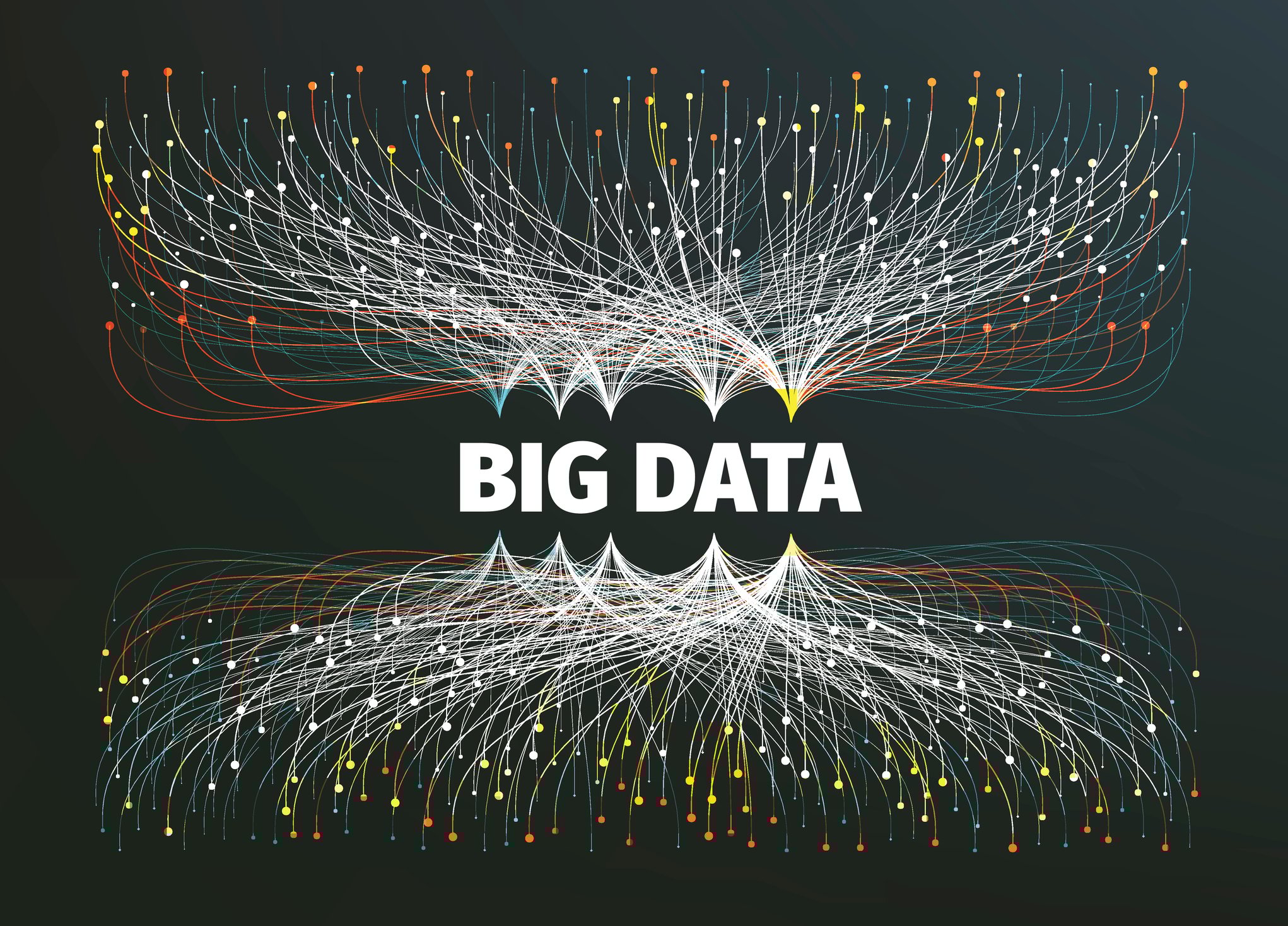 The words "Big Data" surrounded by connections to individual pieces of data.