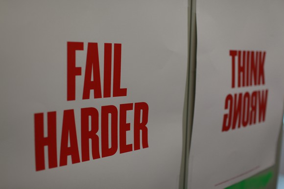 Campus poster saying "Fail harder"