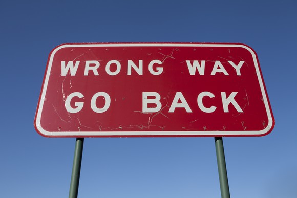"Wrong way go back" sign.
