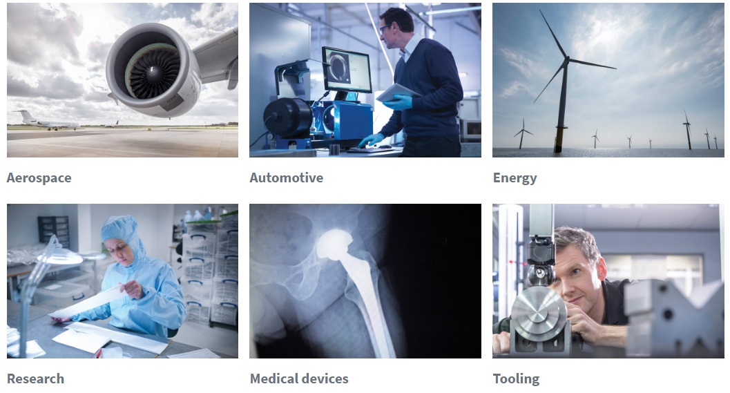 Shows LPW's six targeted sectors/industries and a picture representing each. 