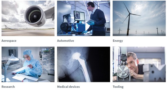 Shows LPW's six targeted sectors/industries and a picture representing each. 