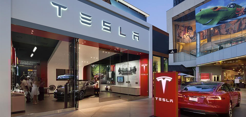 Front of a Tesla show room