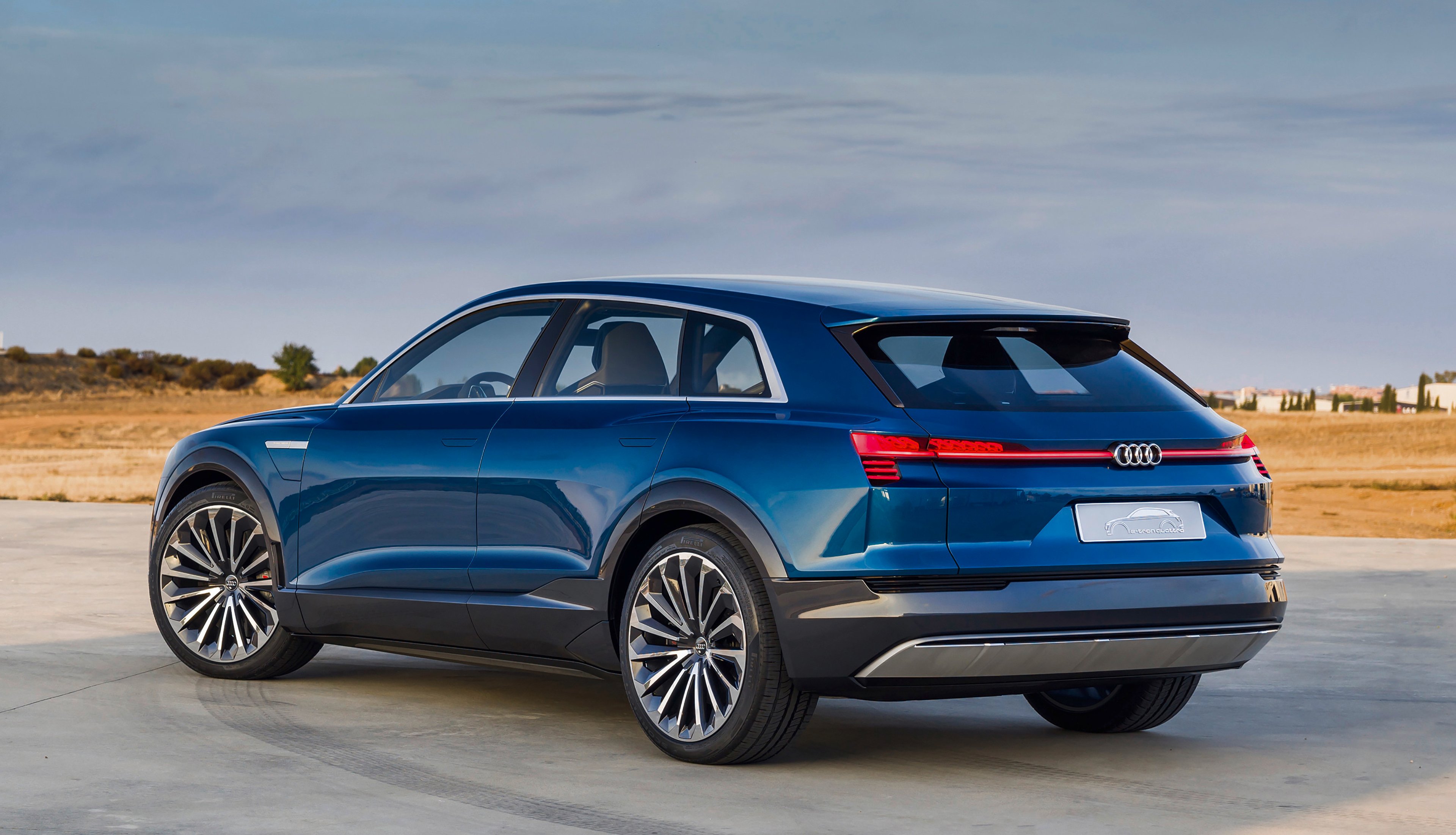 The Audi e-tron quattro concept, a blue electric SUV