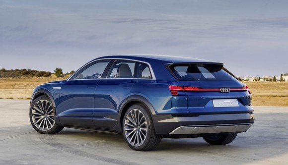The Audi e-tron quattro concept, a blue electric SUV