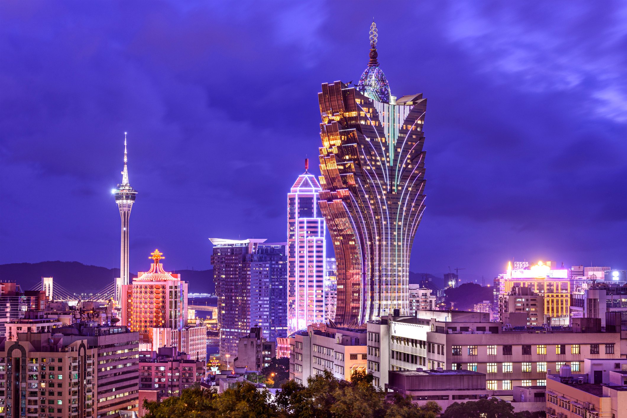 Macau Gaming Nighttime Cityscape