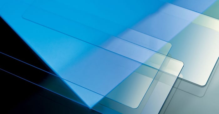 Panes of various types of Corning glass.