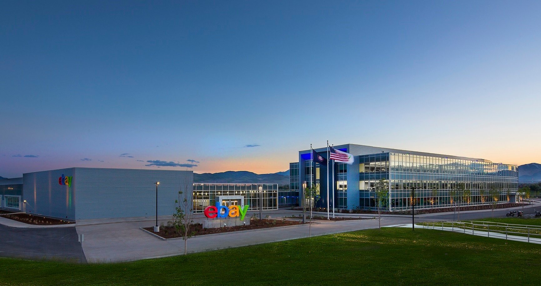 An exterior view of the EBAY offices.