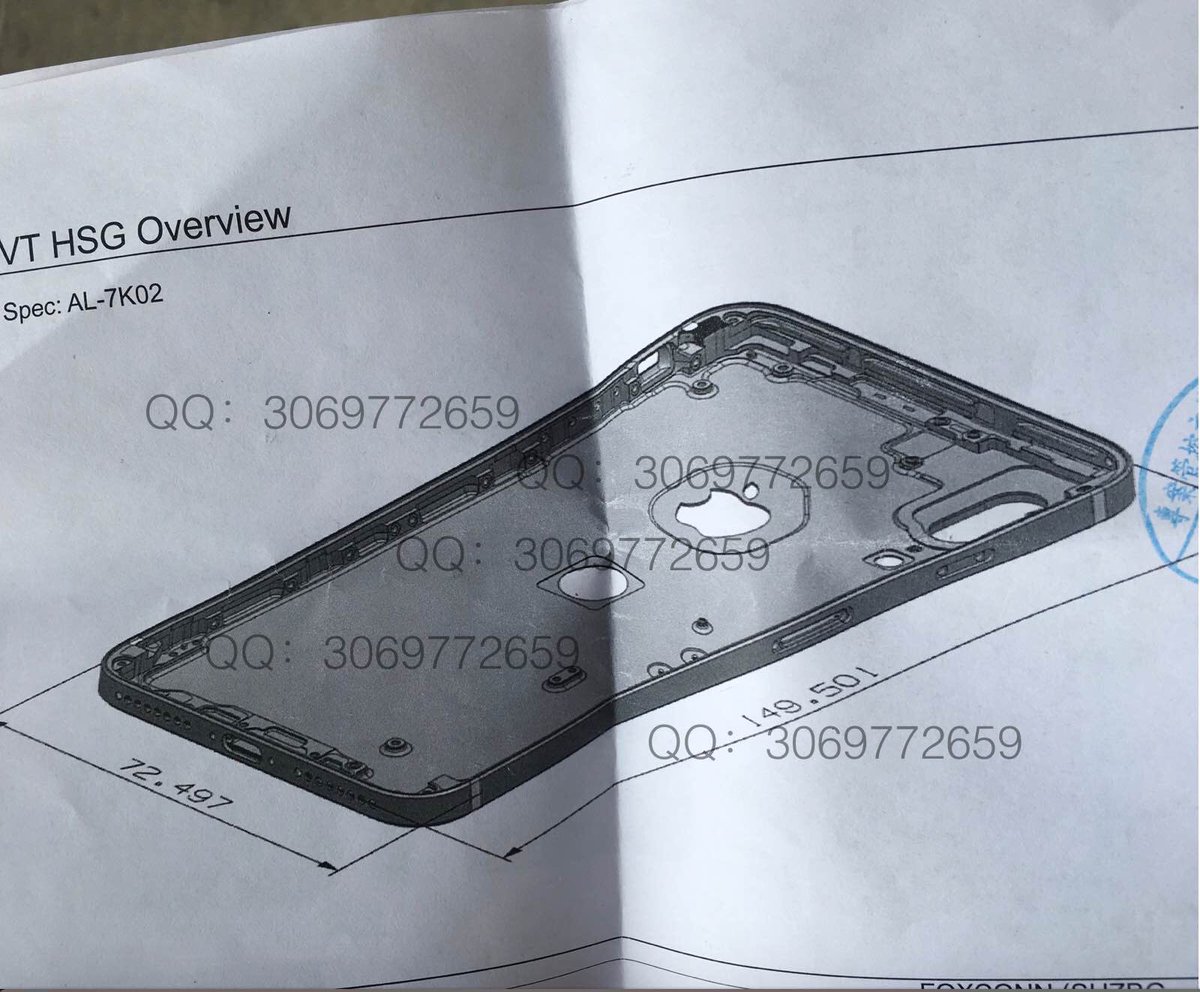 The allegedly leaked schematics of Apple's next-gen iPhone with Touch ID on the back. 