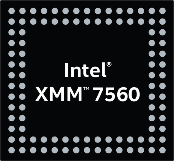 A logo depicting Intel's XMM 7560 modem. 