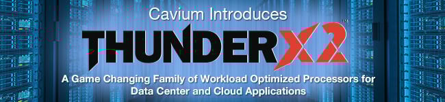 Cavium's Thunder X2 promotional material, touting a "game-changing family of workload optimized processors for data center and cloud applications."