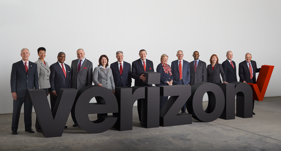 Verizon board of directors standing behind Verizon logo