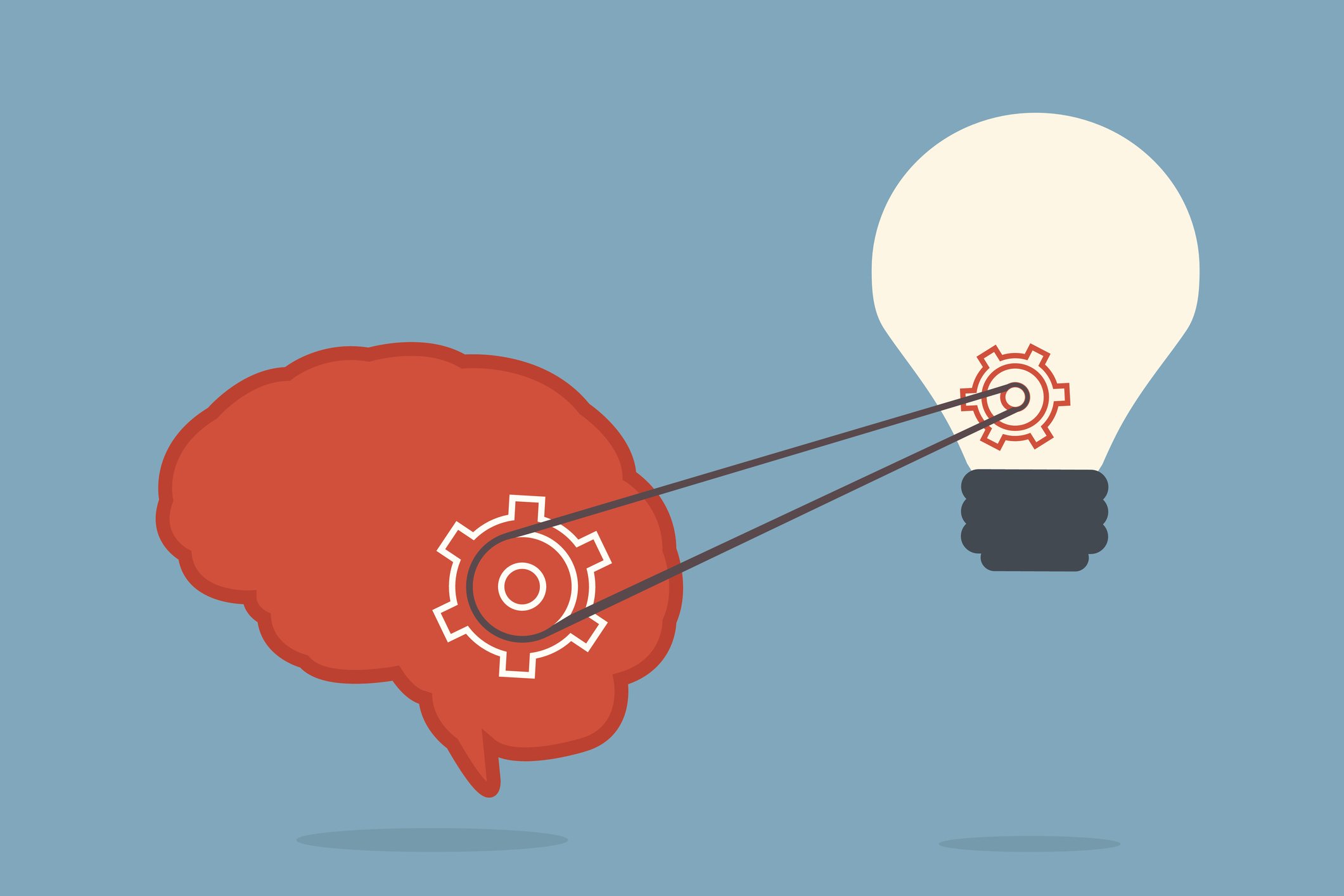 A brain learning, with the gears turning.