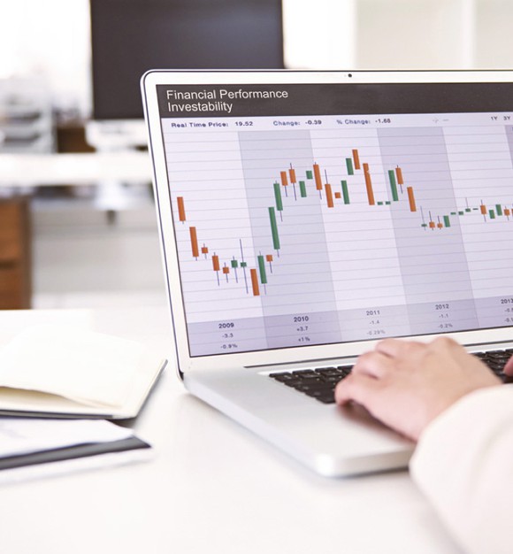 A stock chart on a computer.