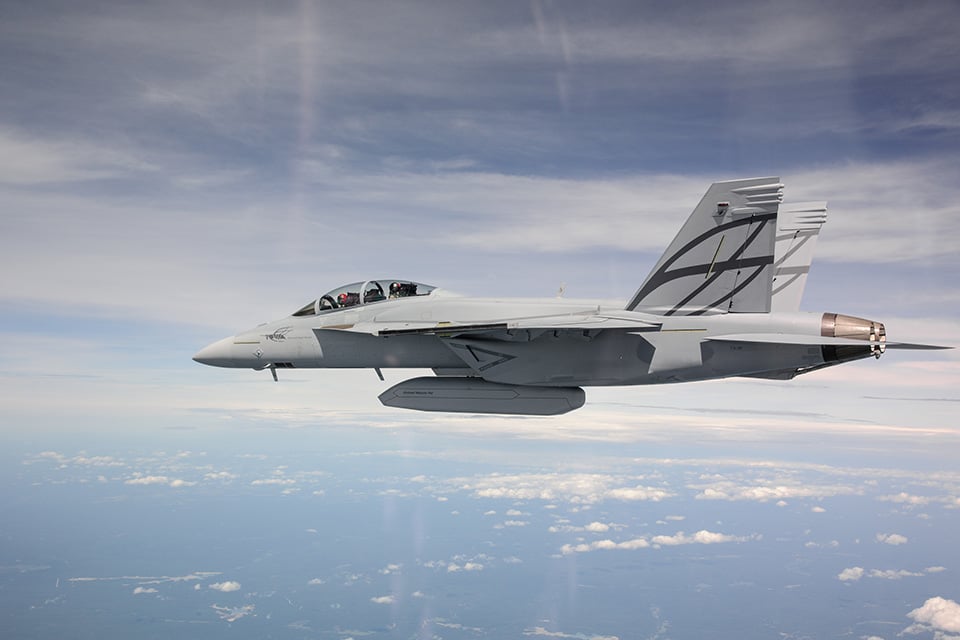 F/A-18 Super Hornet in flight.