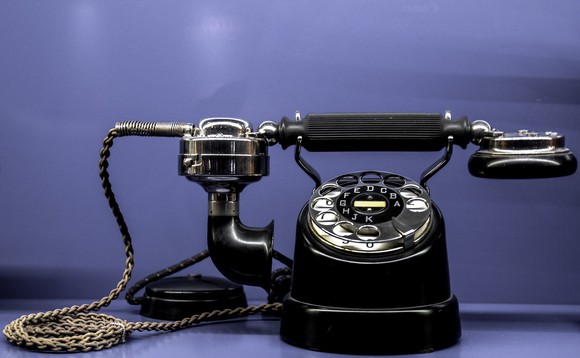 A old-time rotary phone