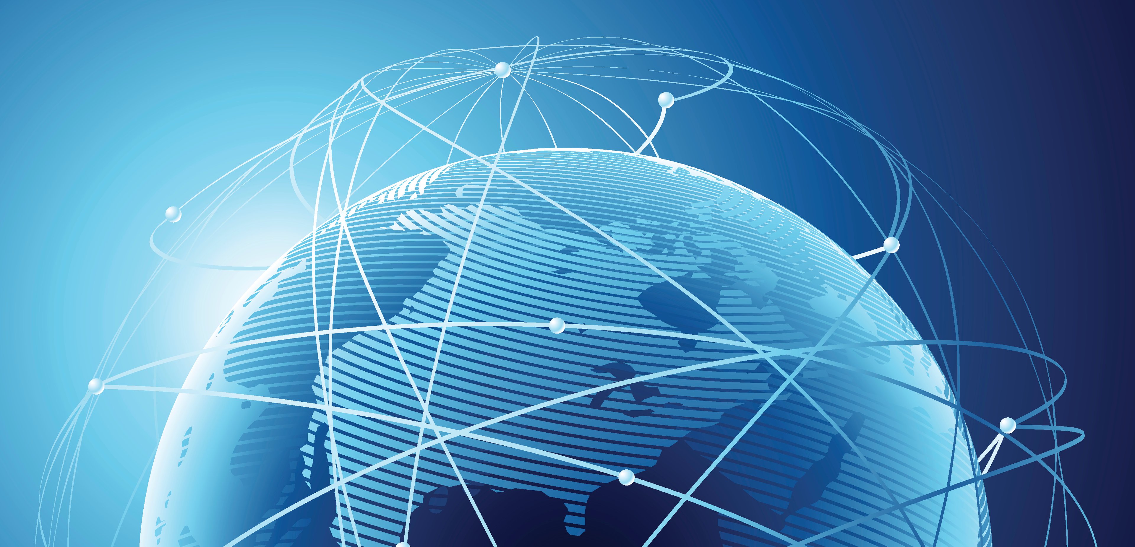 Illustration of Earth surrounded by network of satellites
