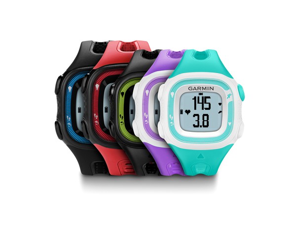 A series of Garmin's Forerunner smartwatches are displayed in an attractive fashion